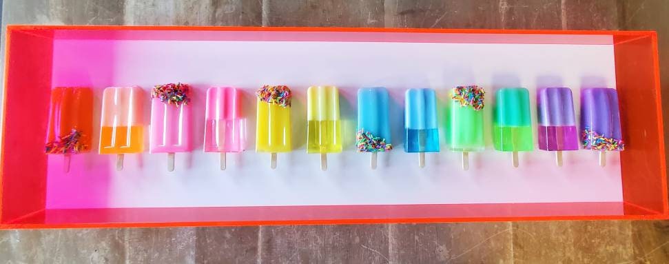 Popsicle Wall Art, 12 Popsicle Sculpture Of Your Choice Of Color. Custom Art Boxes, Modern Wall Art, Kitchen Decor, Wall Installation Art.