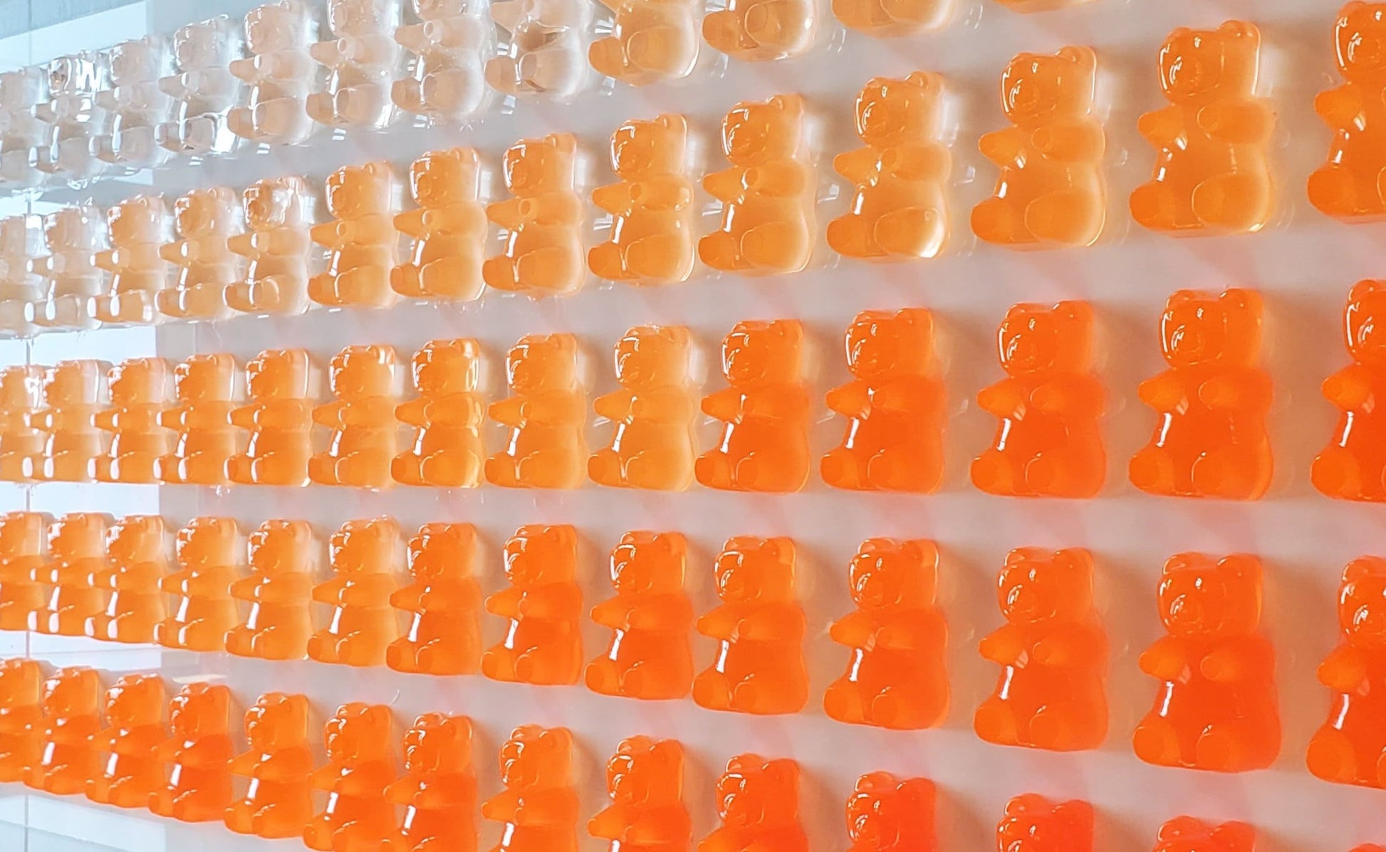 Pop Art Gummy Bear Wall Decor, Modern Pop Art, 42 Resin Bears, Kitchen Wall Art, Nursery decor. Original Creator, Shadow Box Frame.